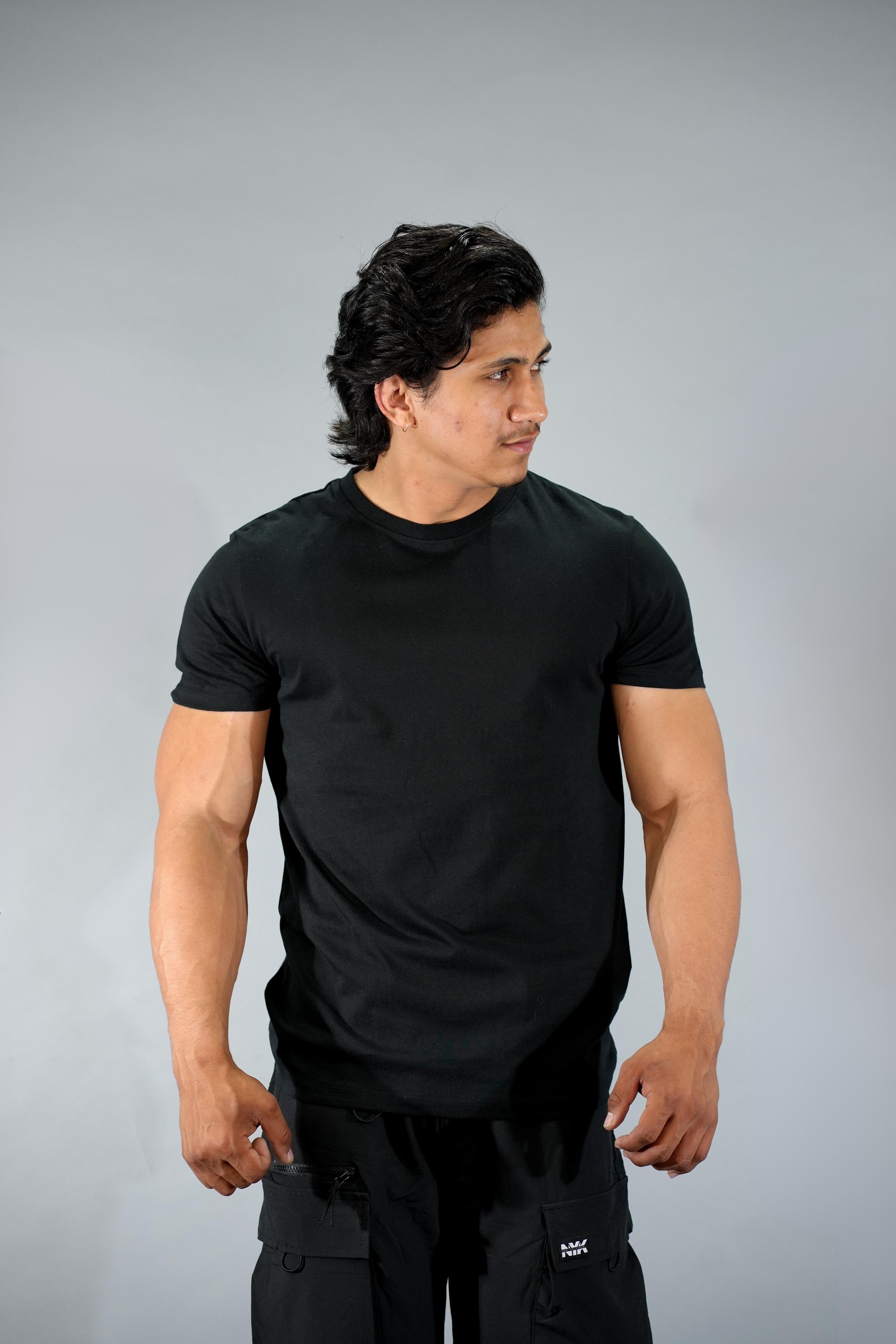 Black Back Printed Regular Fit T-Shirt
