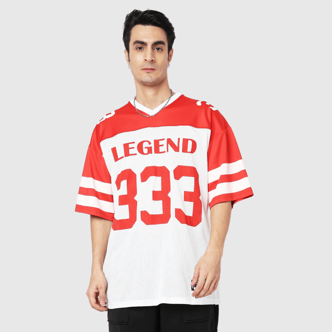 Red Printed Oversized Fit Sports T-Shirt