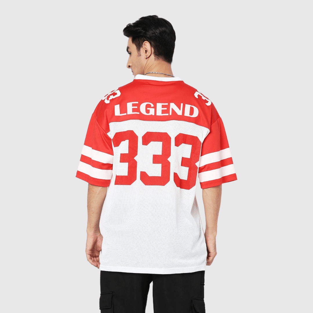 Red Printed Oversized Fit Sports T-Shirt
