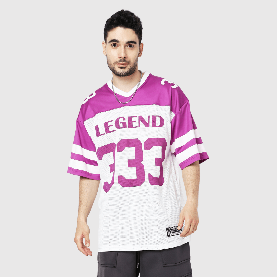 Purple Printed Oversized Fit Sports T-Shirt