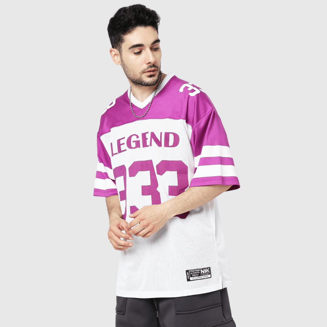 Purple Printed Oversized Fit Sports T-Shirt
