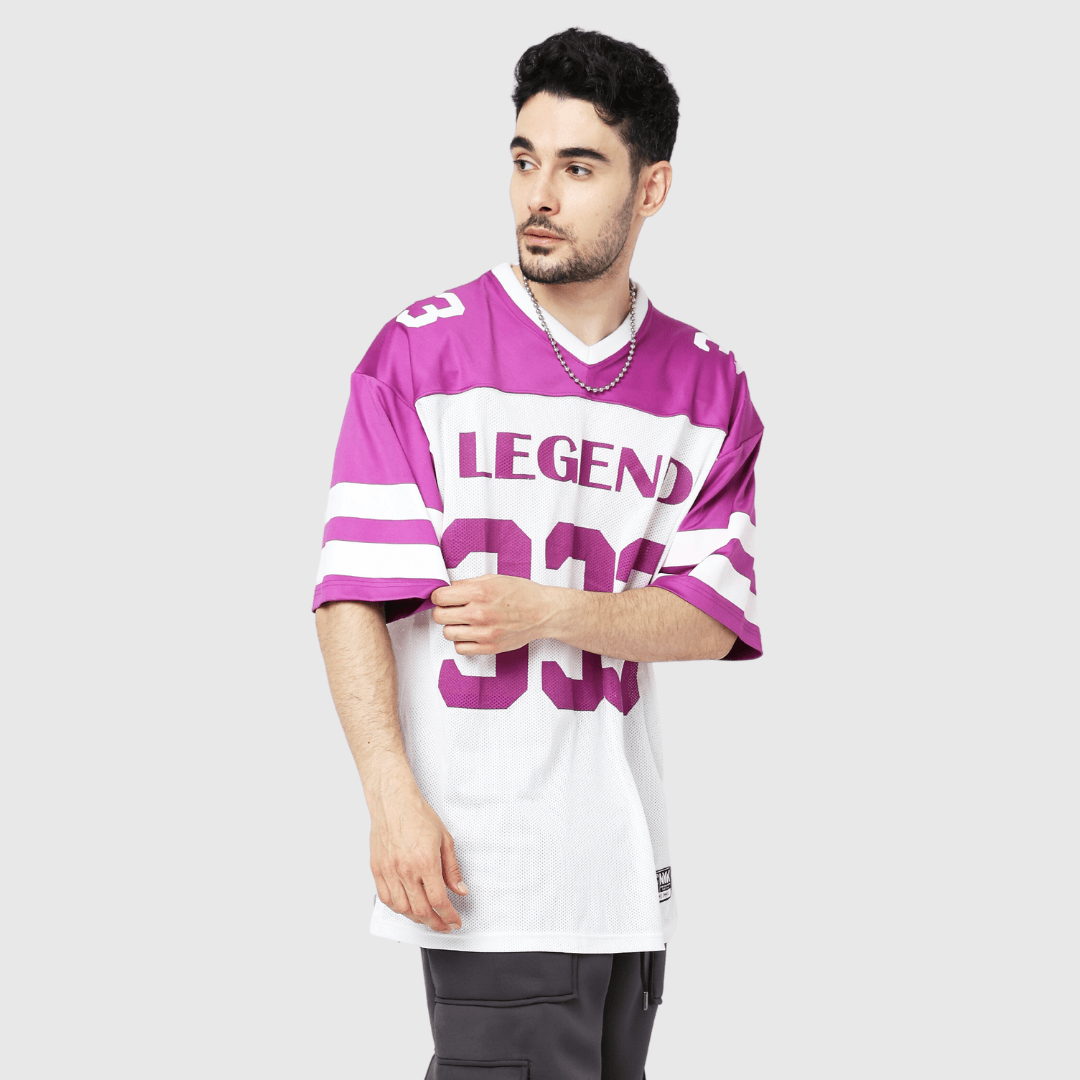 Purple Printed Oversized Fit Sports T-Shirt