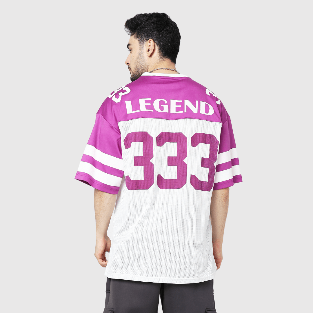 Purple Printed Oversized Fit Sports T-Shirt