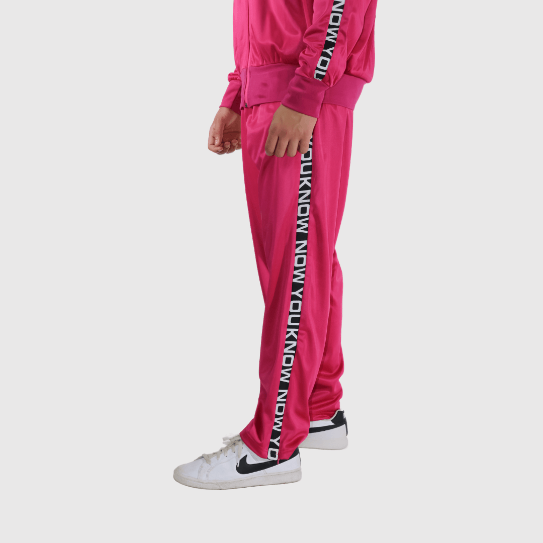 Pink Solid Straight Fit Track Pants