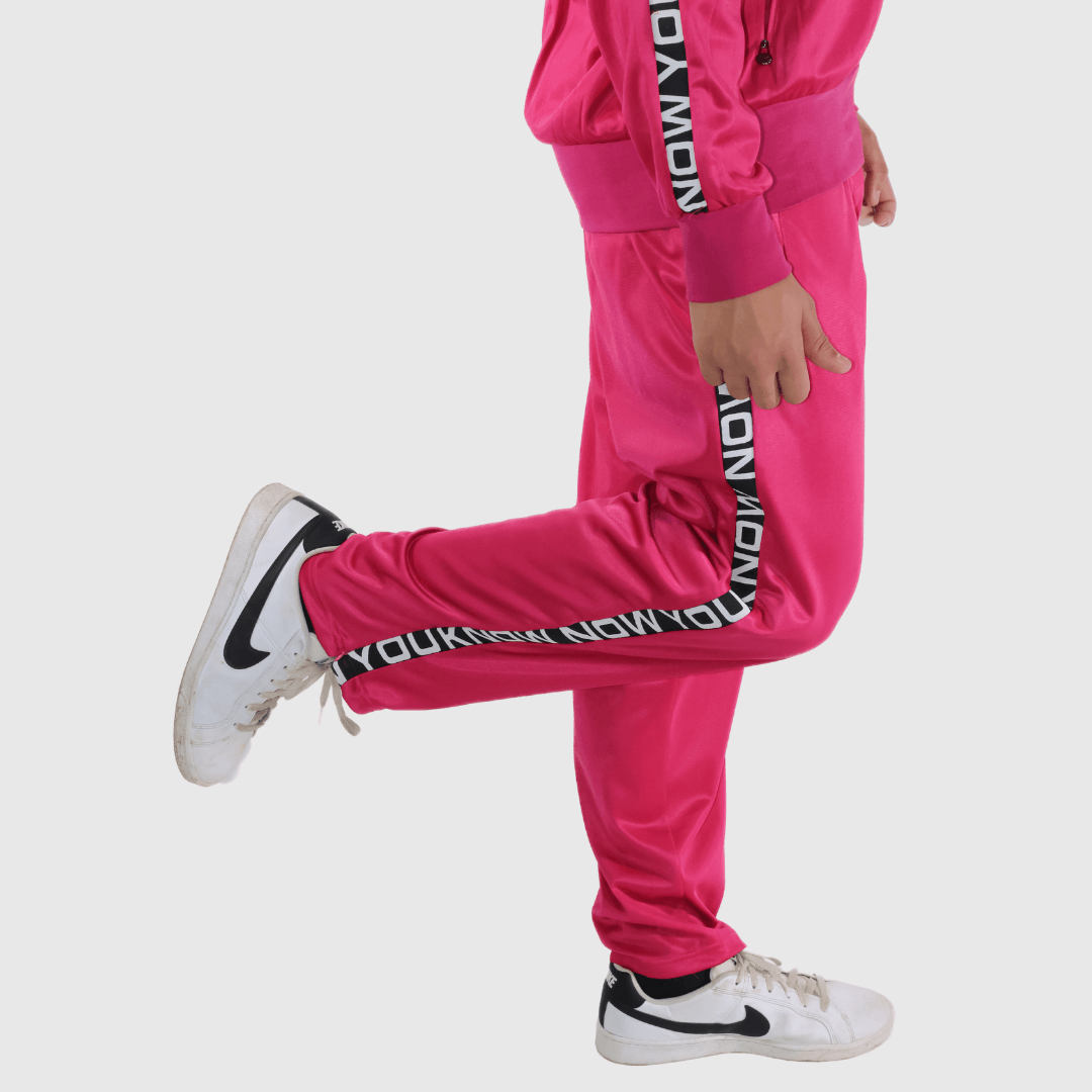 Pink Solid Straight Fit Track Pants