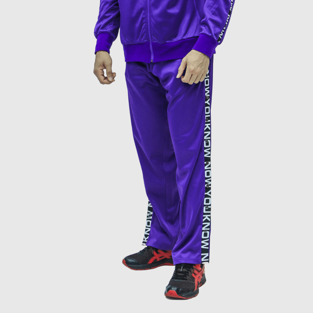 Purple Solid Straight Fit Track Pants