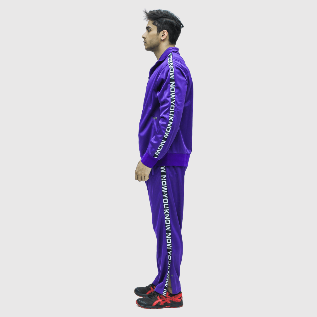 Purple Solid Straight Fit Track Pants