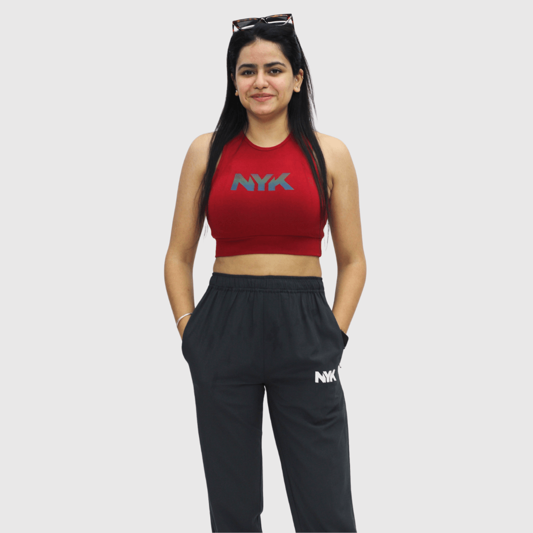 NYK Fitted Sleeveless Crop Top - Red