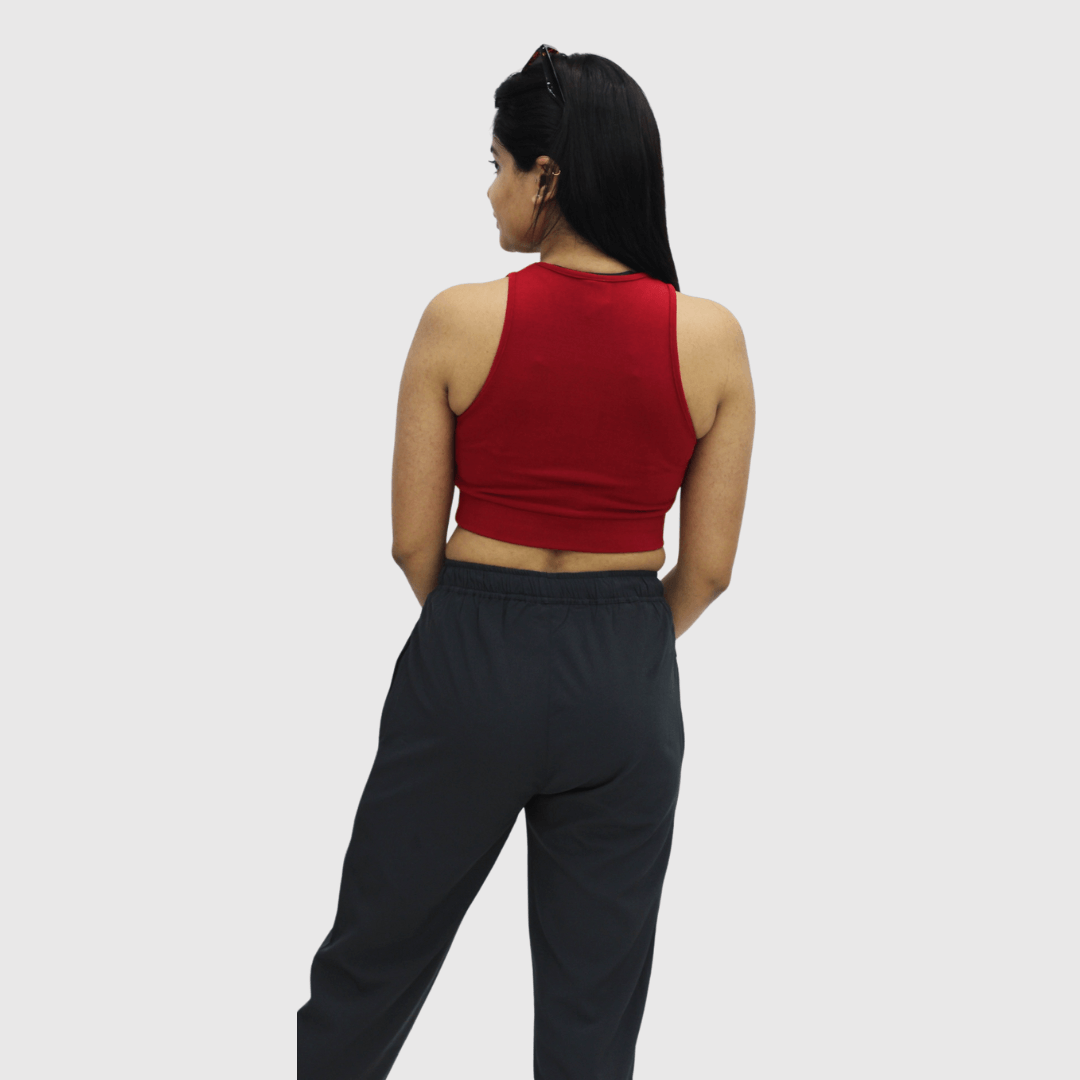 NYK Fitted Sleeveless Crop Top - Red