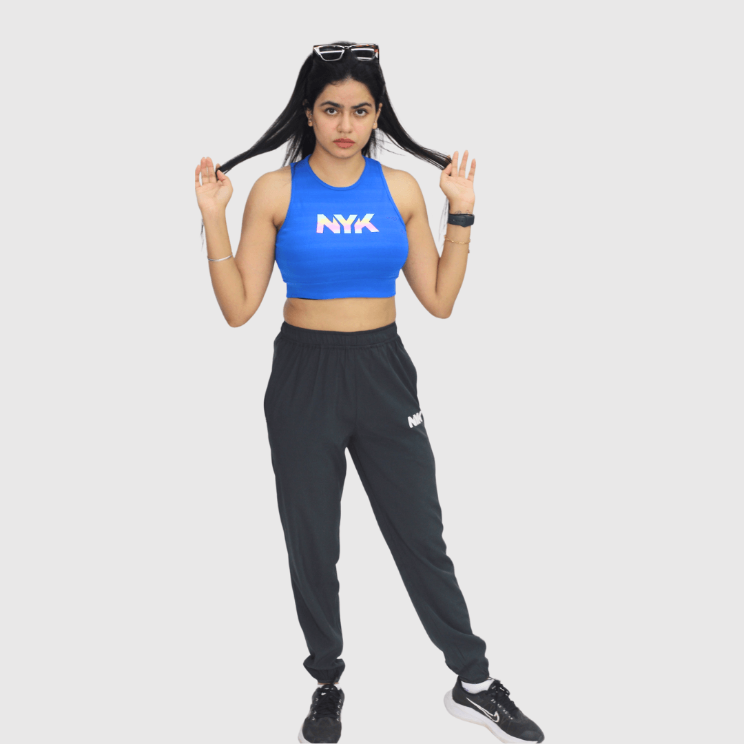 NYK Fitted Sleeveless Crop Top - Blue
