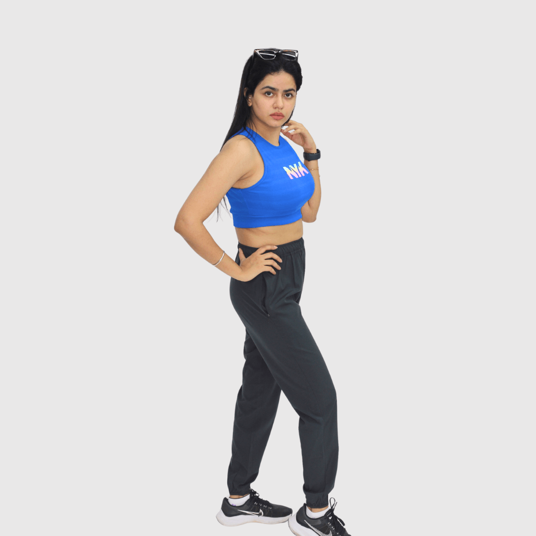 NYK Fitted Sleeveless Crop Top - Blue