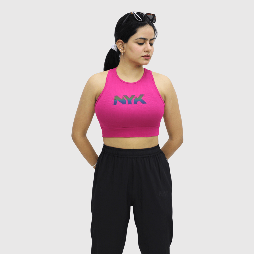 NYK Fitted Sleeveless Crop Top - Hot Pink