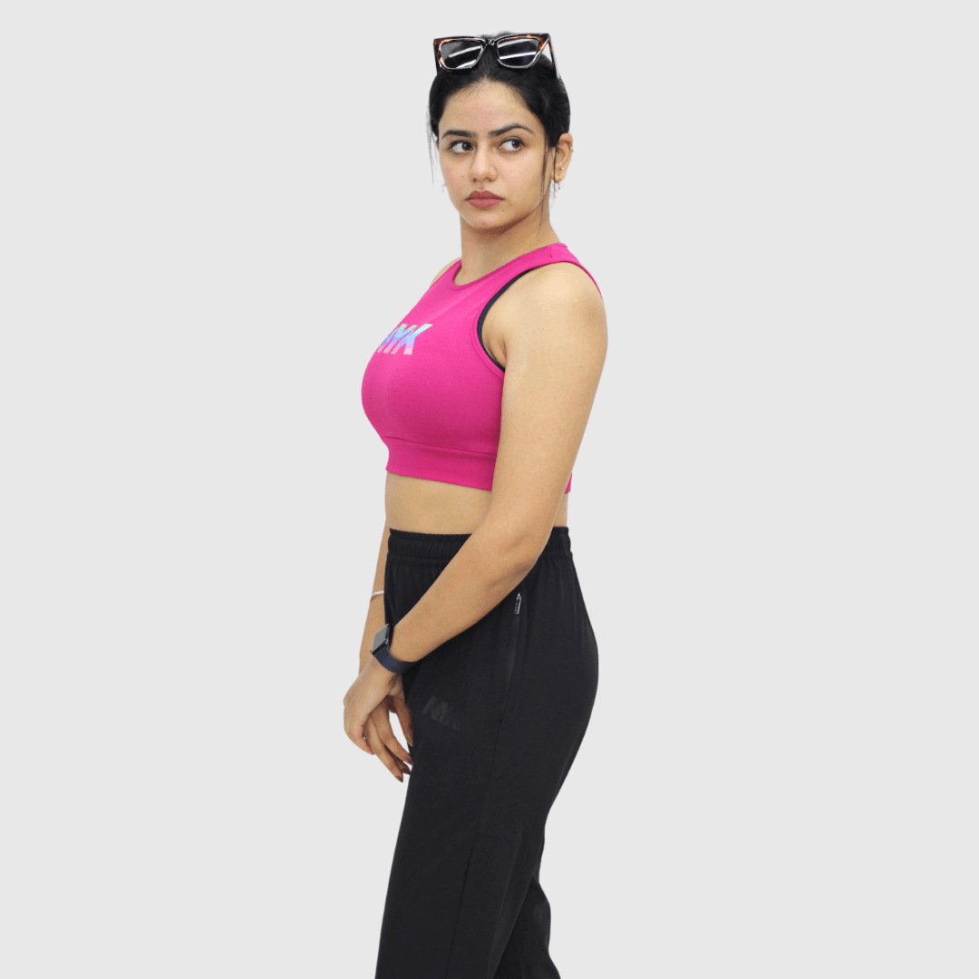 NYK Fitted Sleeveless Crop Top - Hot Pink