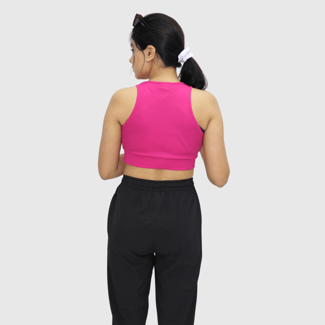 NYK Fitted Sleeveless Crop Top - Hot Pink