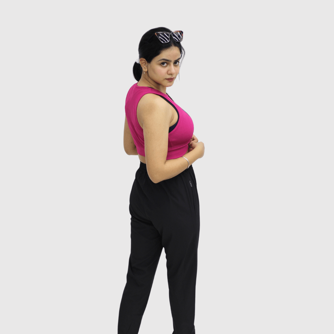 NYK Fitted Sleeveless Crop Top - Hot Pink