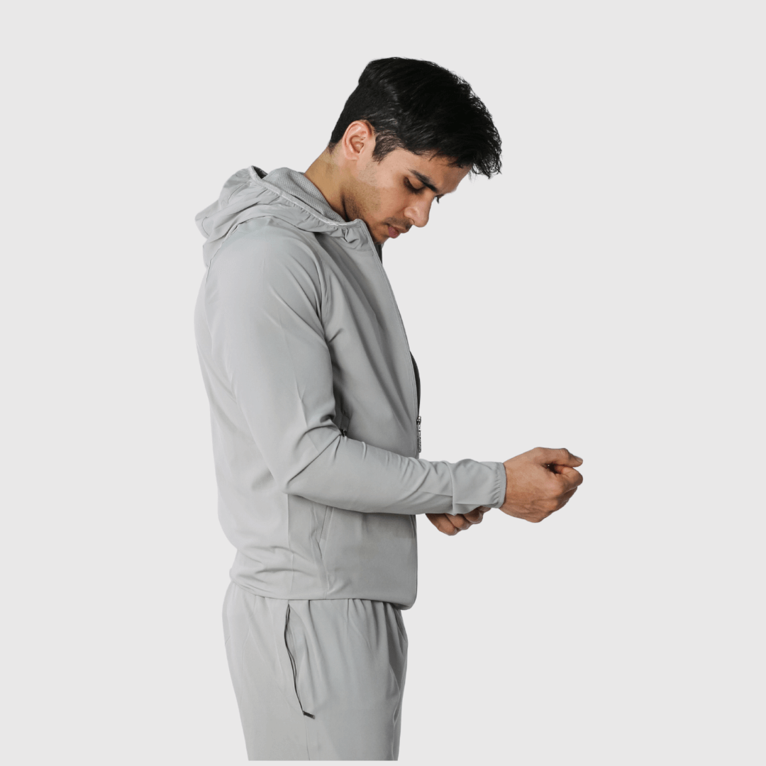 Grey Solid Comfortable Fit Windcheater Jacket