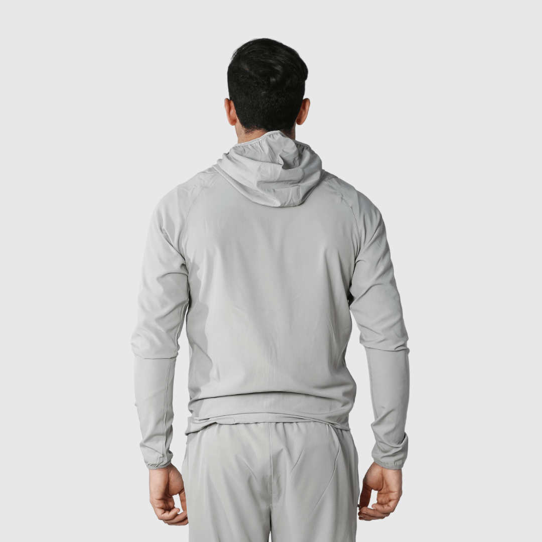 Grey Solid Comfortable Fit Windcheater Jacket