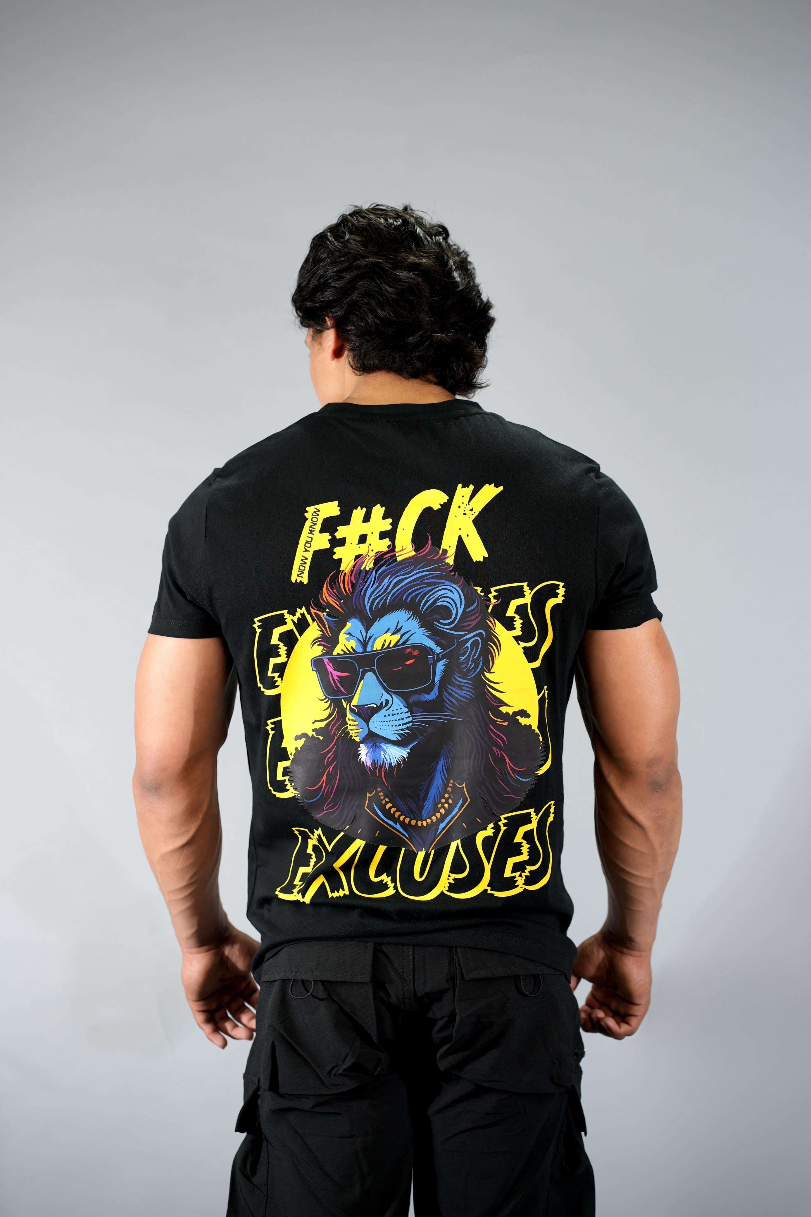 Black Back Printed Regular Fit T-Shirt