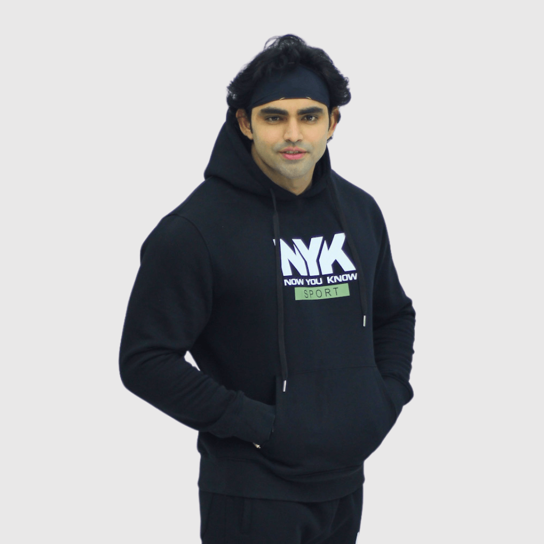 Black Solid Regular Fit Hoodie