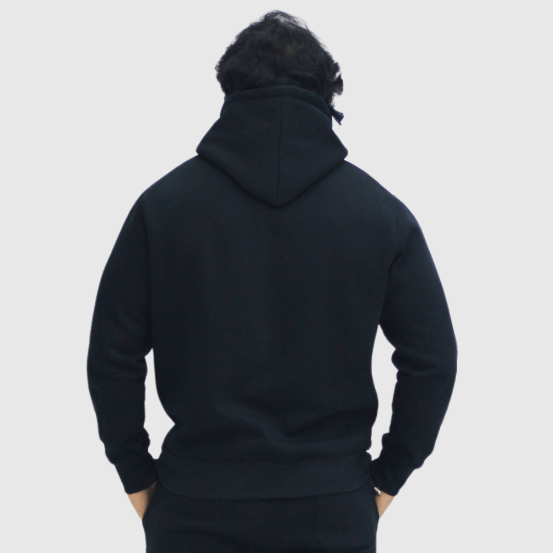 Black Solid Regular Fit Hoodie