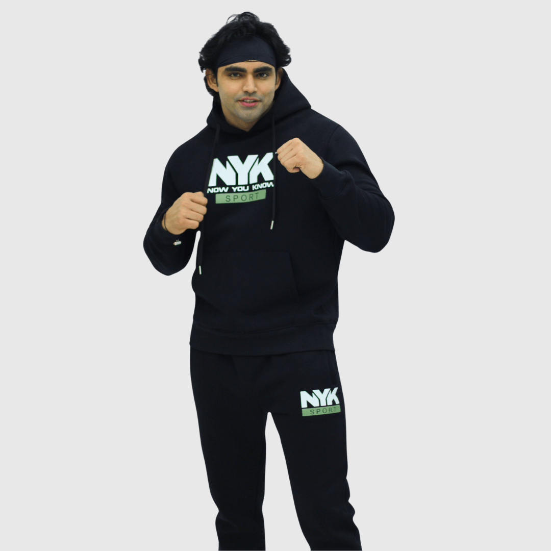 Black Solid Regular Fit Hoodie