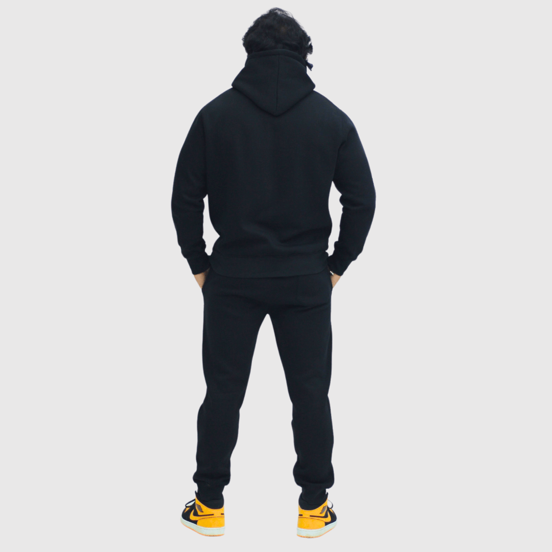Black Solid Regular Fit Tracksuit