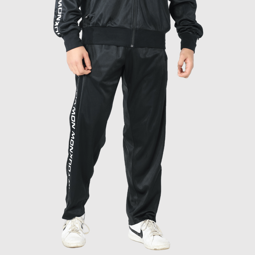 Black Solid Straight Fit Track Pants