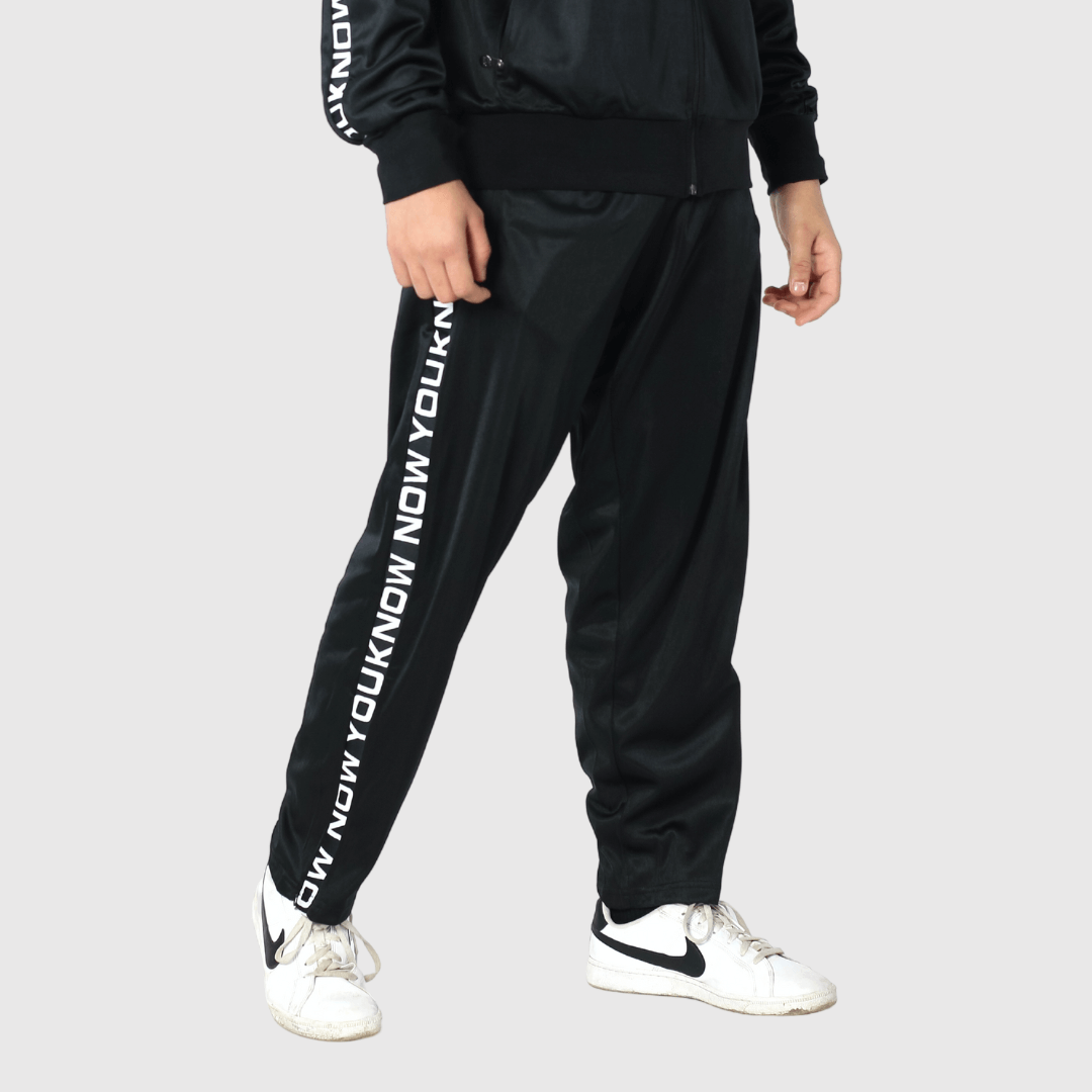 Black Solid Straight Fit Track Pants