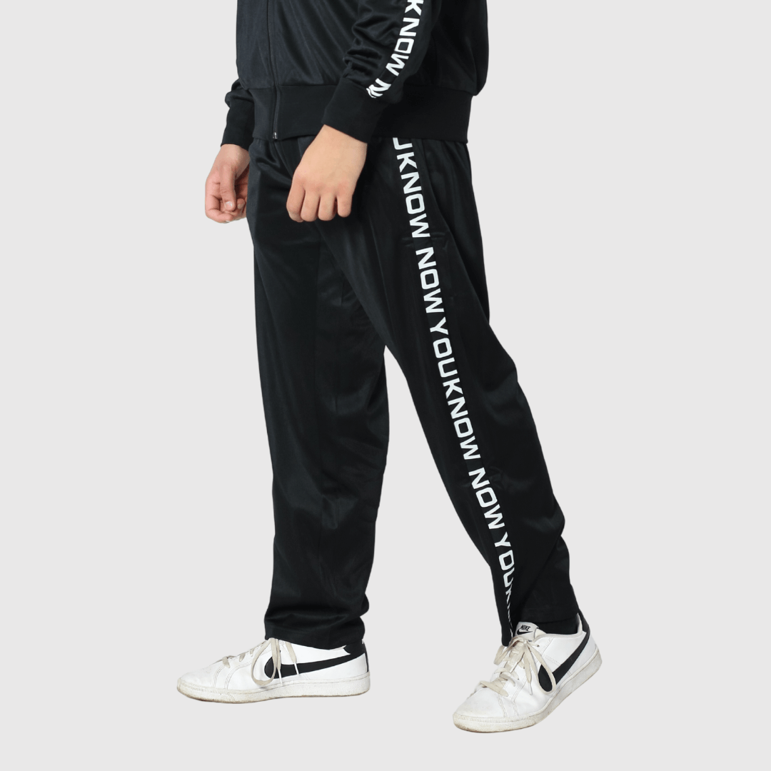 Black Solid Straight Fit Track Pants