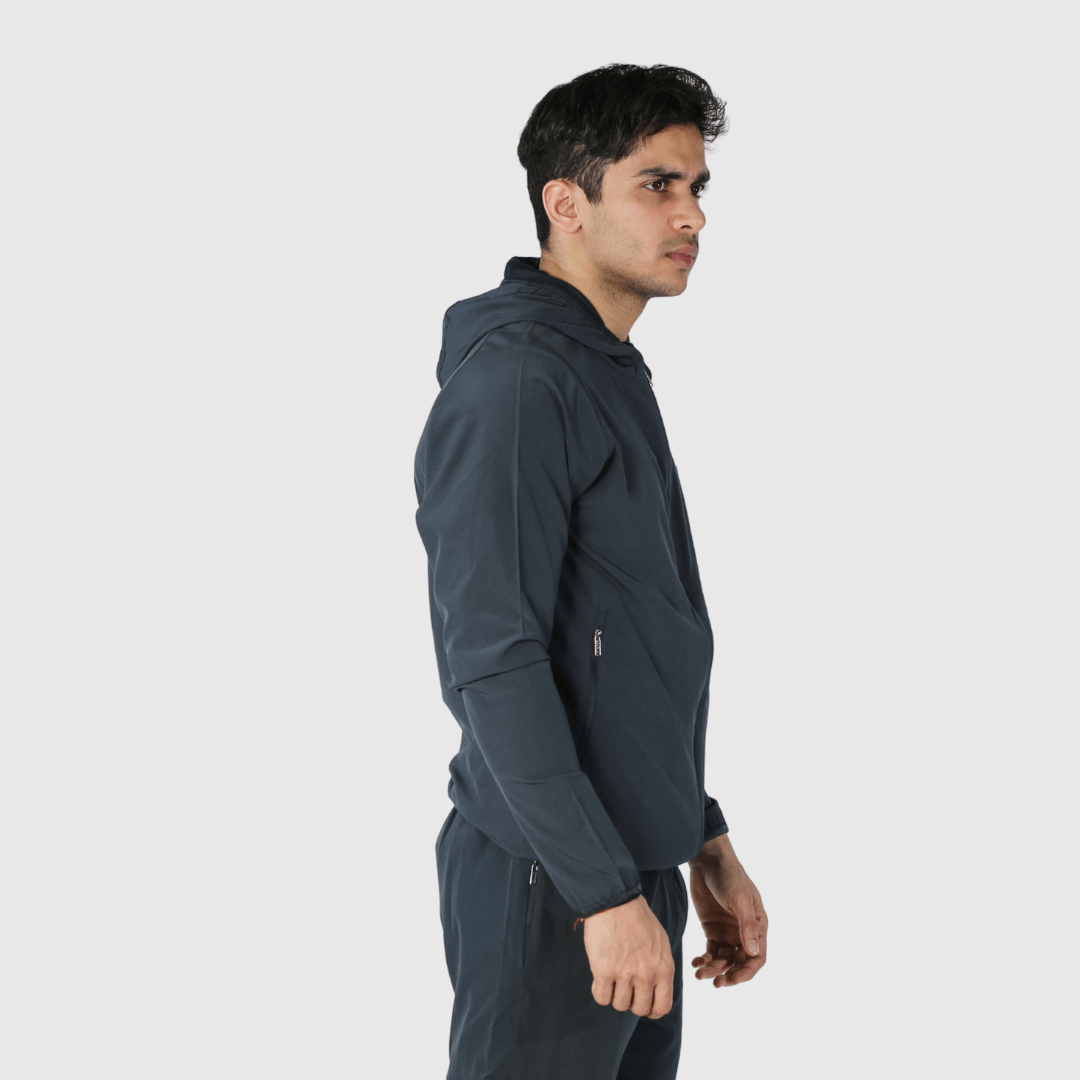 Dark Grey Solid Comfortable Fit Windcheater Jacket