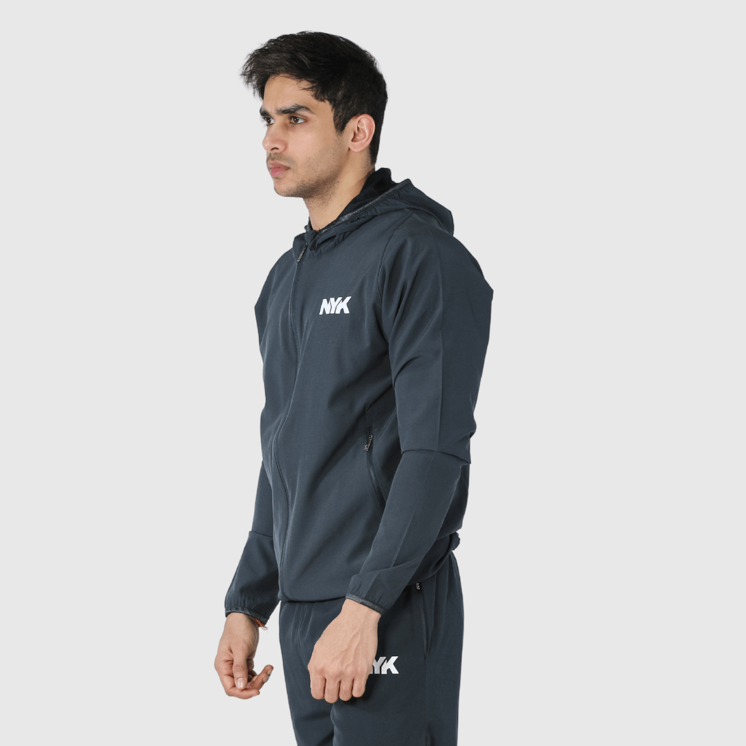 Dark Grey Solid Comfortable Fit Windcheater Jacket