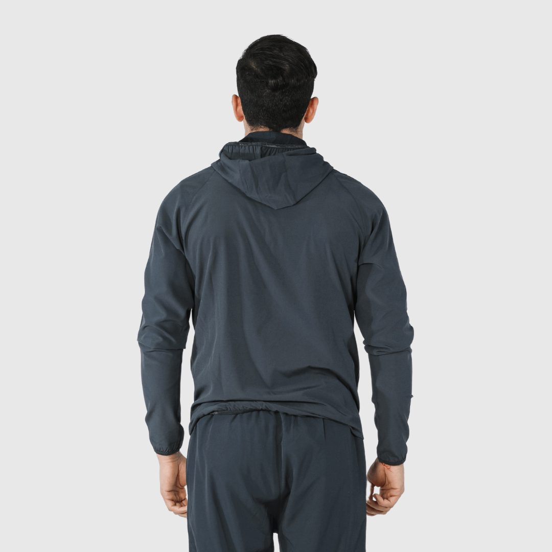 Dark Grey Solid Comfortable Fit Windcheater Jacket