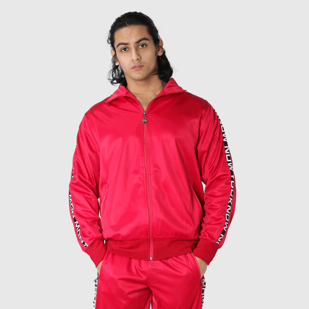 Red Solid Relaxed Fit Jacket