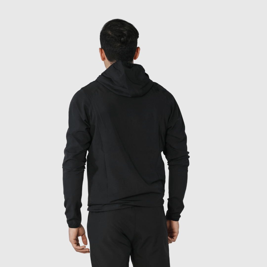 Black Solid Comfortable Fit Windcheater Jacket