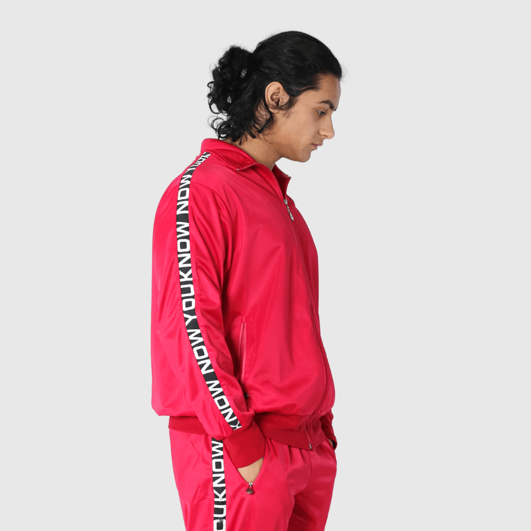 Red Solid Relaxed Fit Jacket