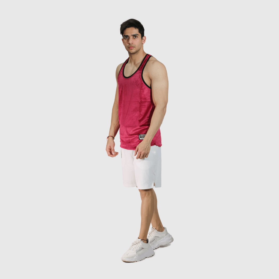 Hot Pink Velvet Comfortable Fit Vest