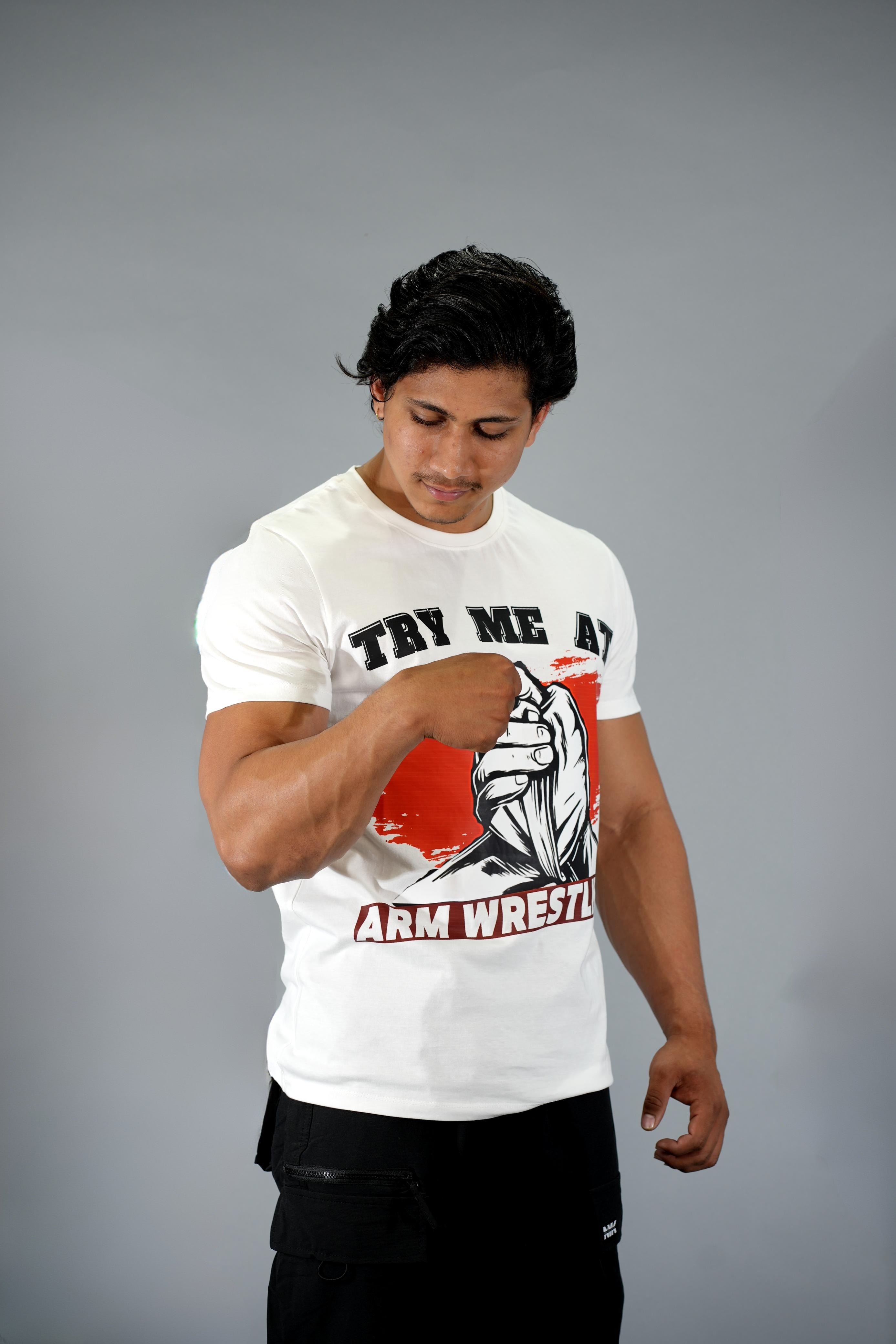 Try Me At Arm Wrestling Regular Fit T-Shirt
