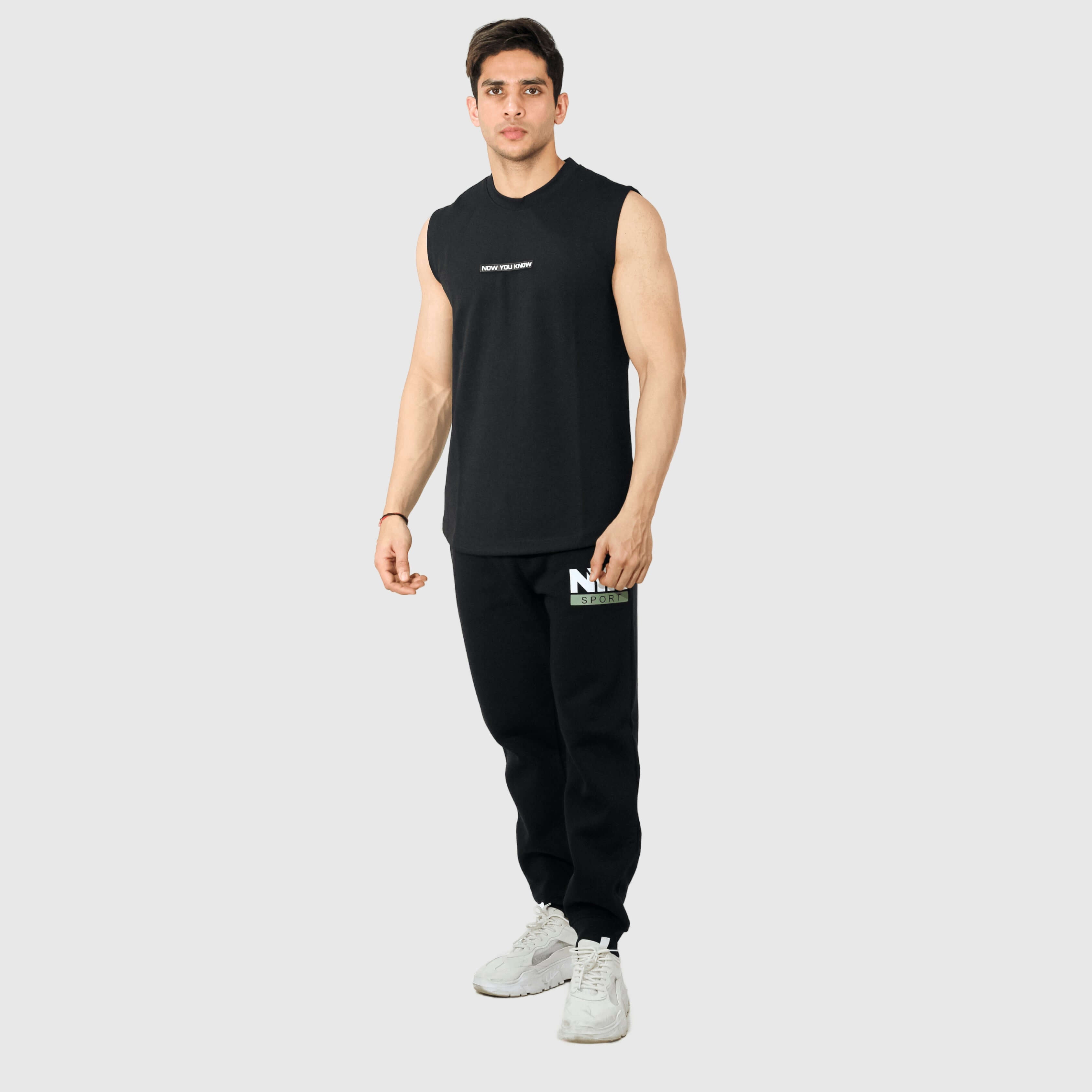 Black Solid Regular Fit Co-ords