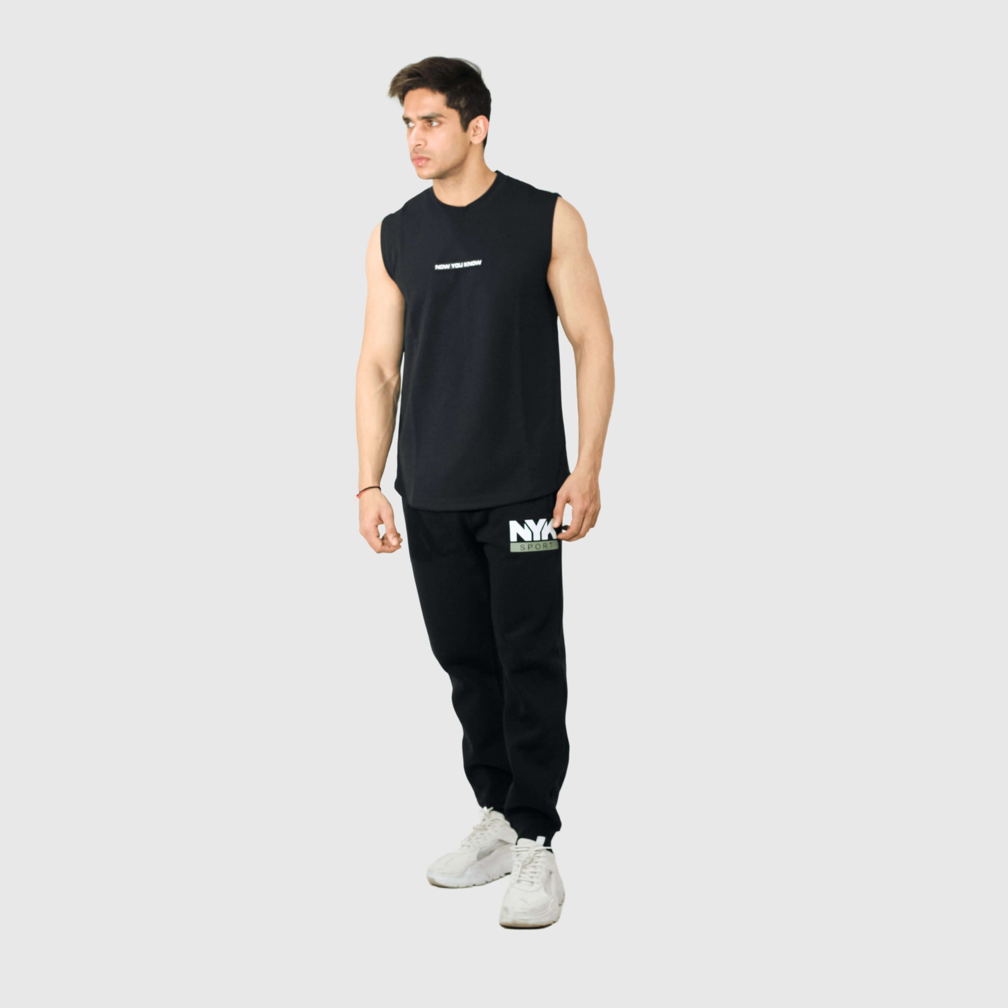 Black Solid Regular Fit Co-ords