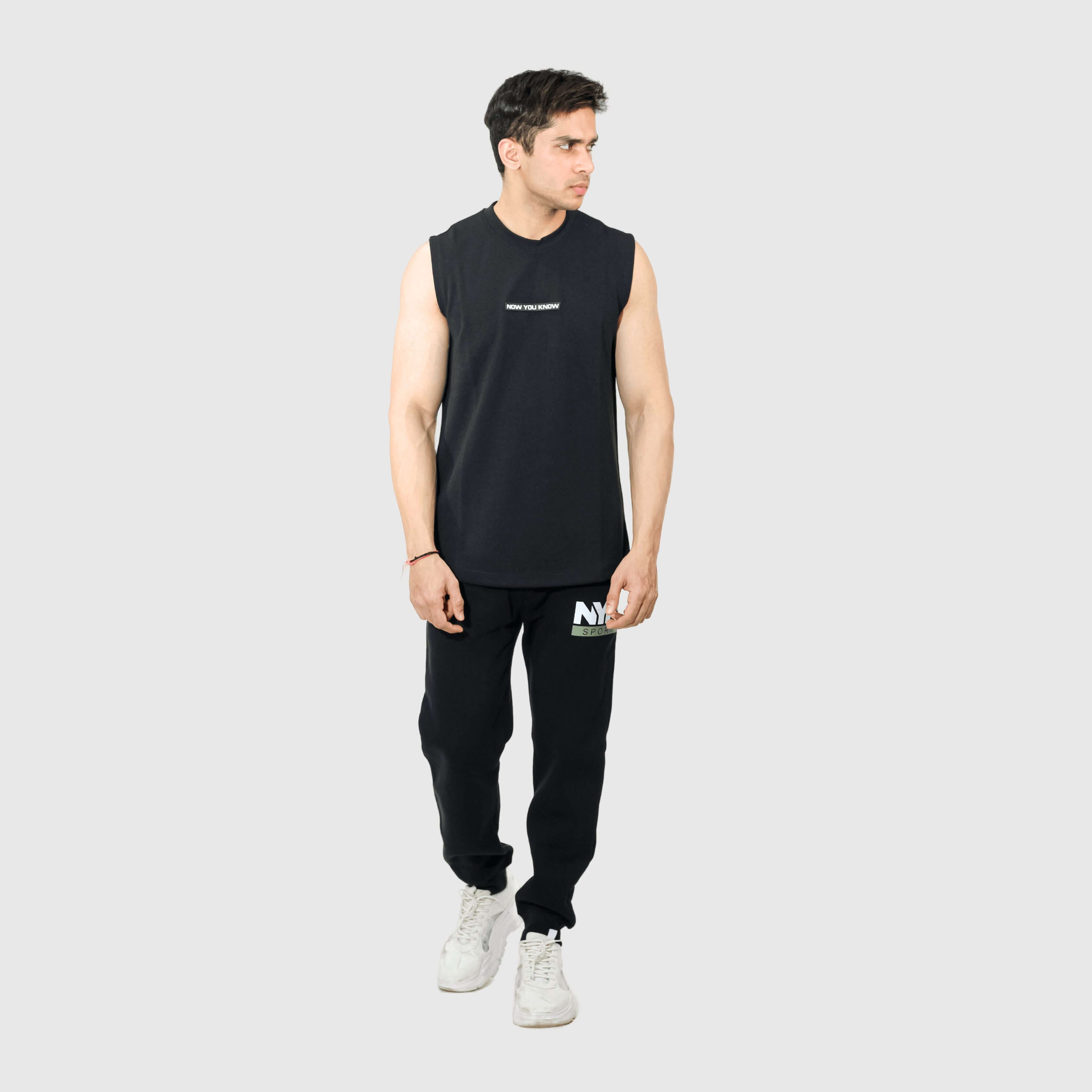 Black Solid Regular Fit Co-ords