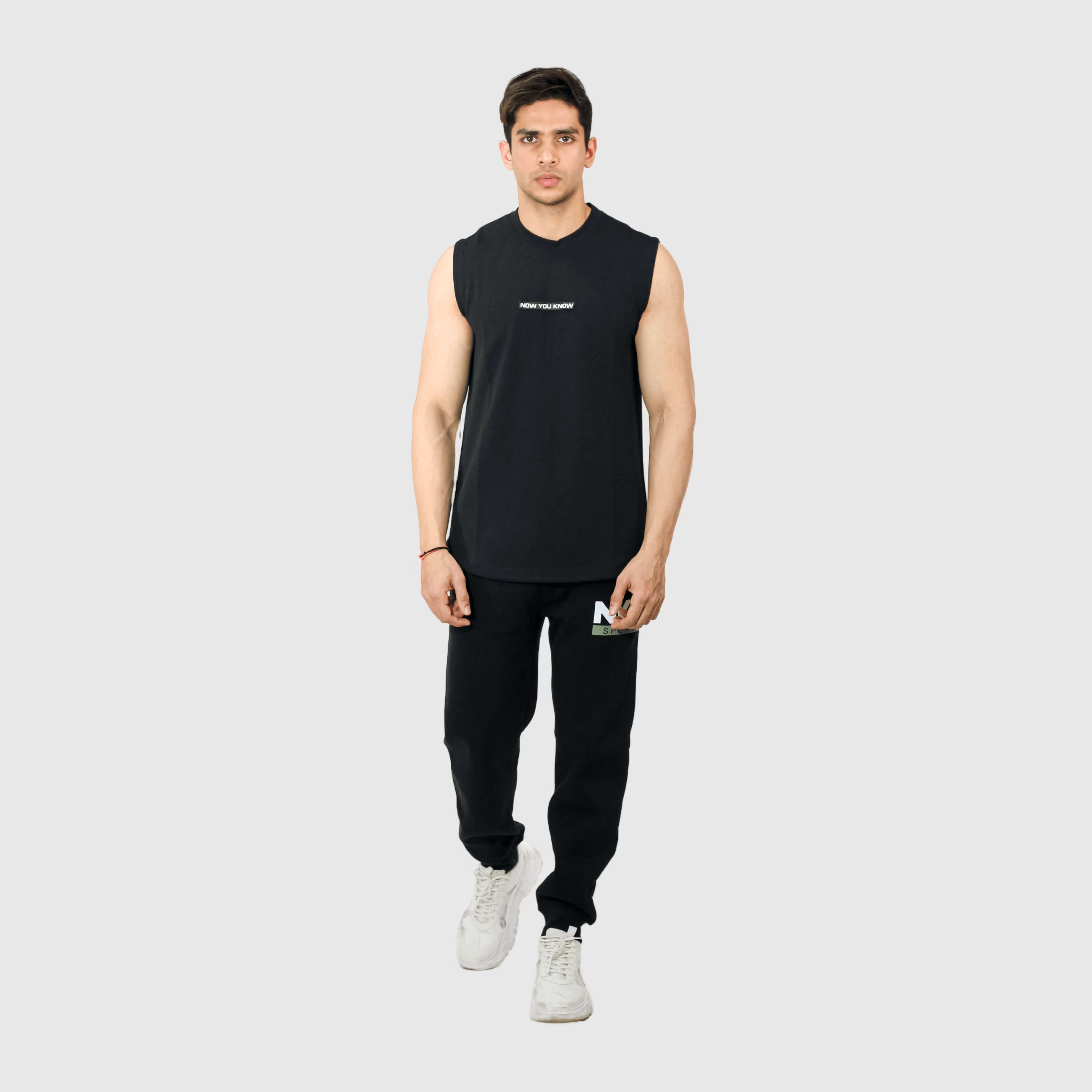 Black Solid Regular Fit Co-ords