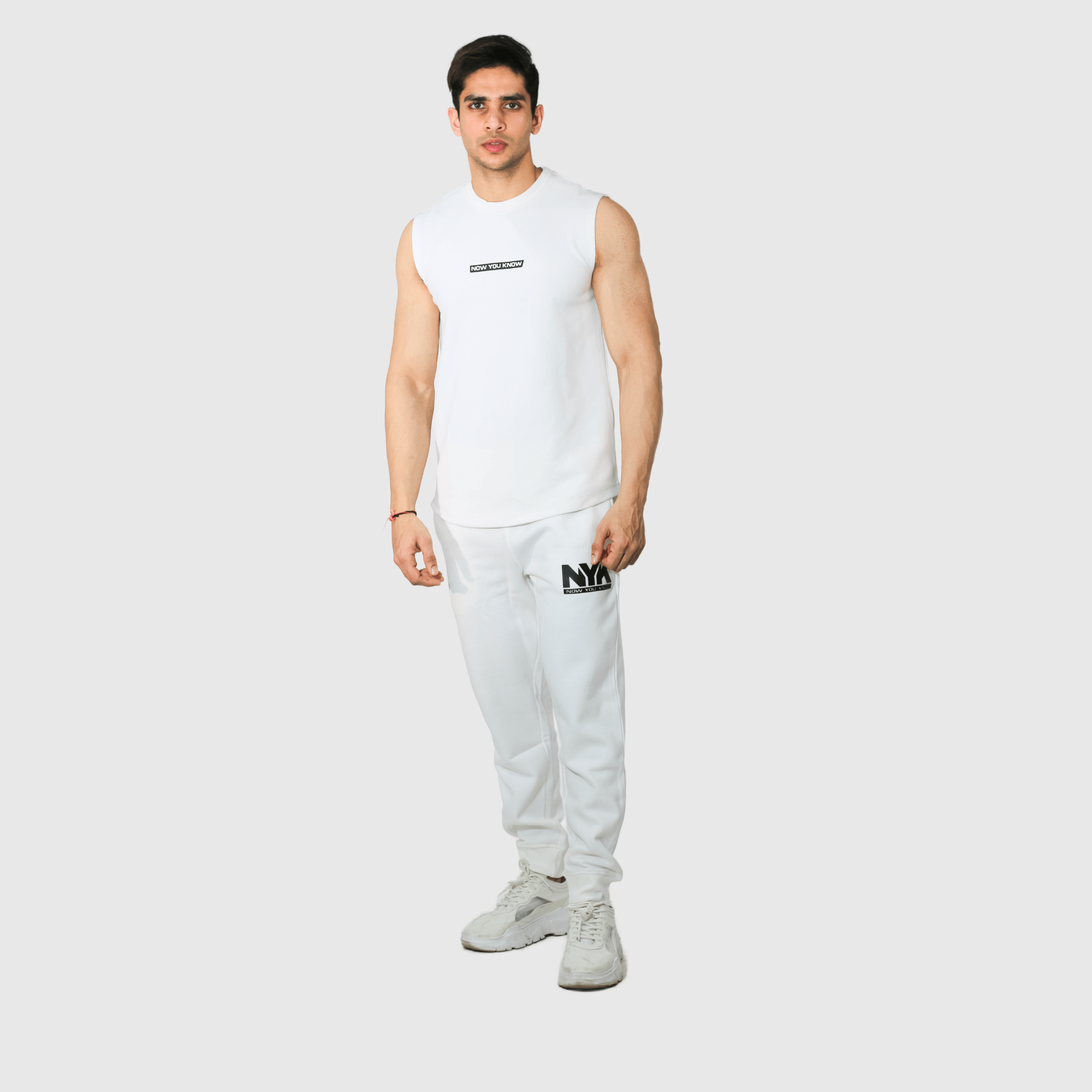 White Solid Regular Fit Co-ords