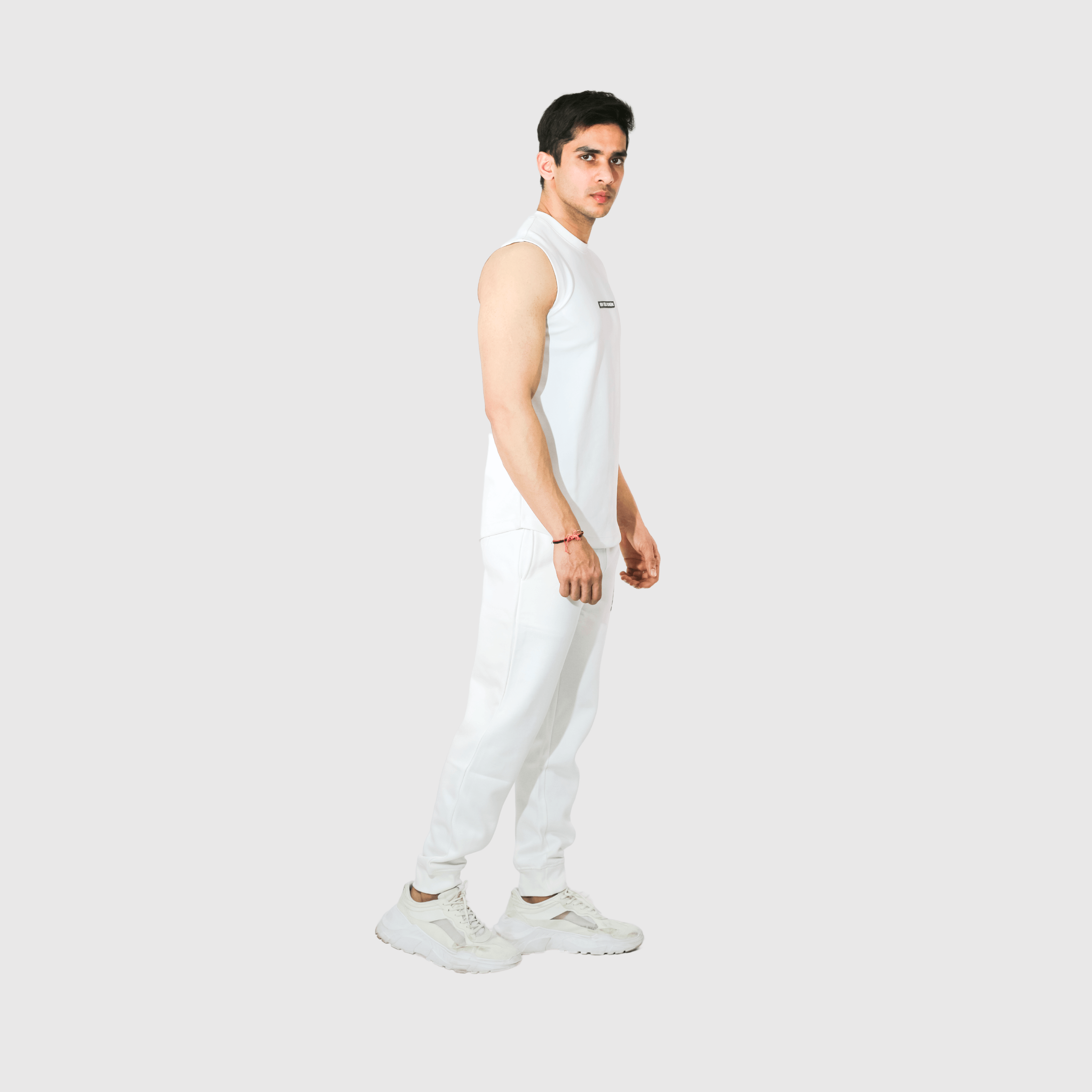 White Solid Regular Fit Co-ords