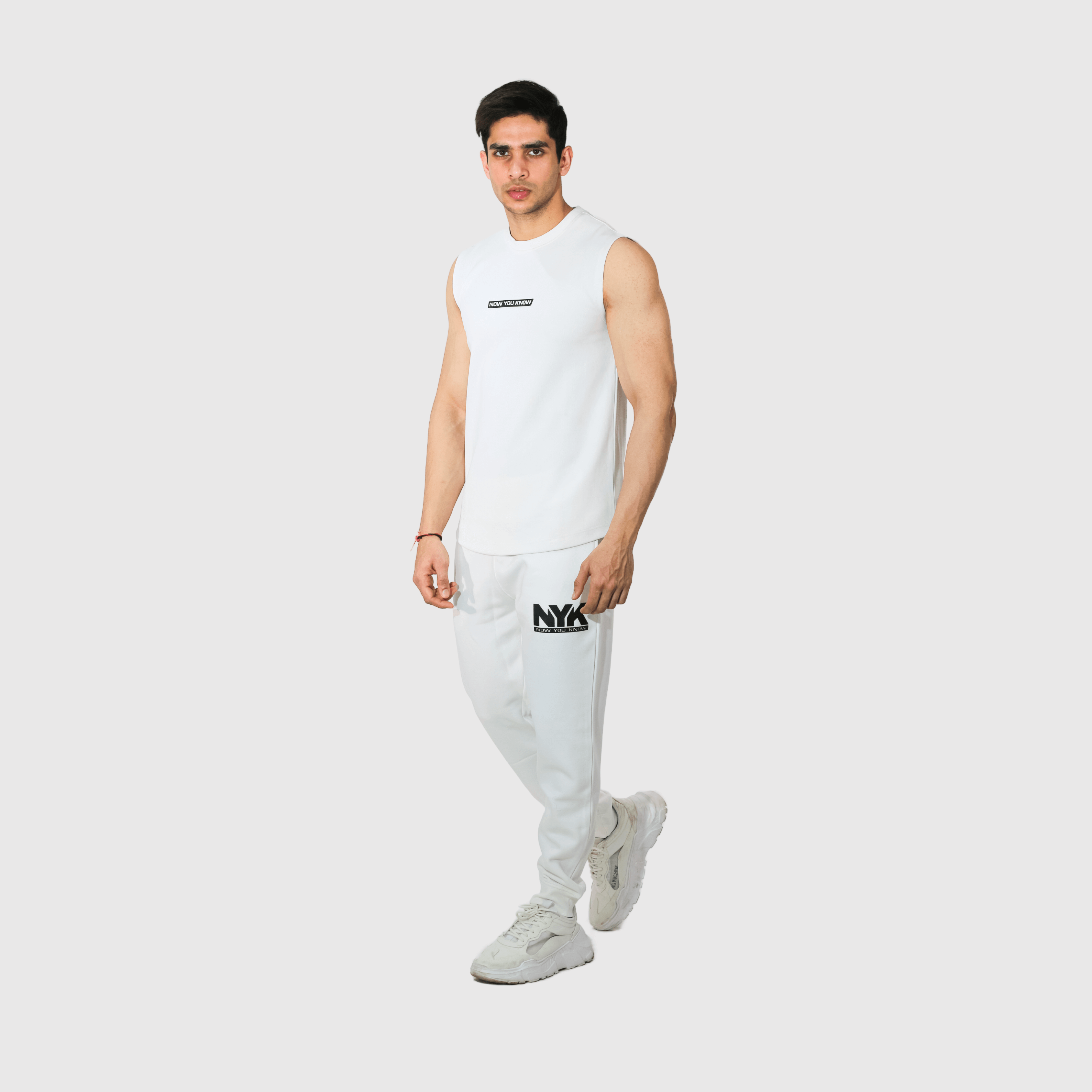 White Solid Regular Fit Co-ords