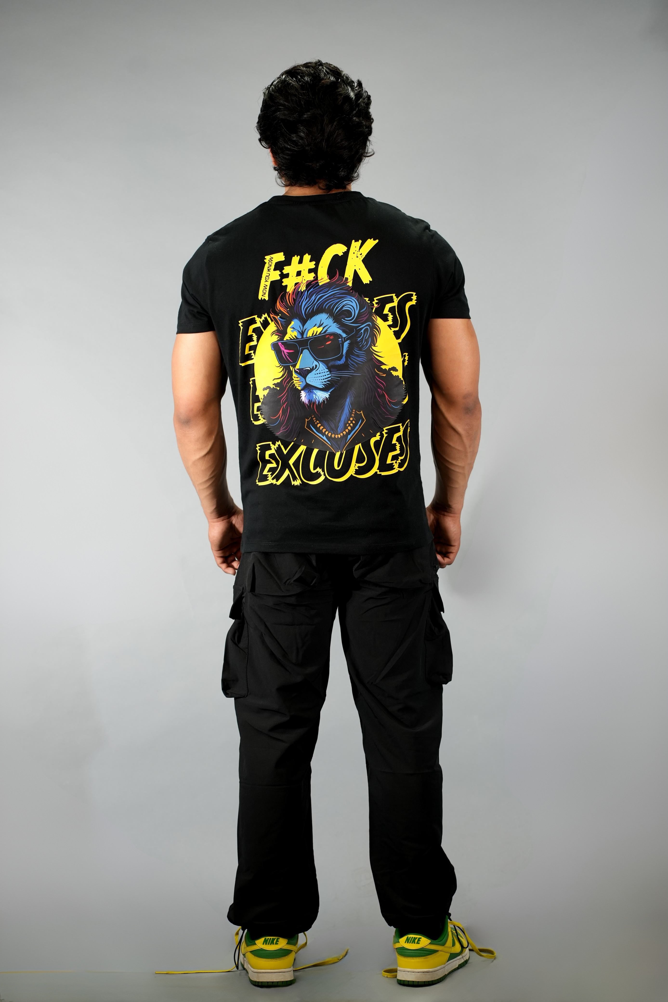 Black Back Printed Regular Fit T-Shirt