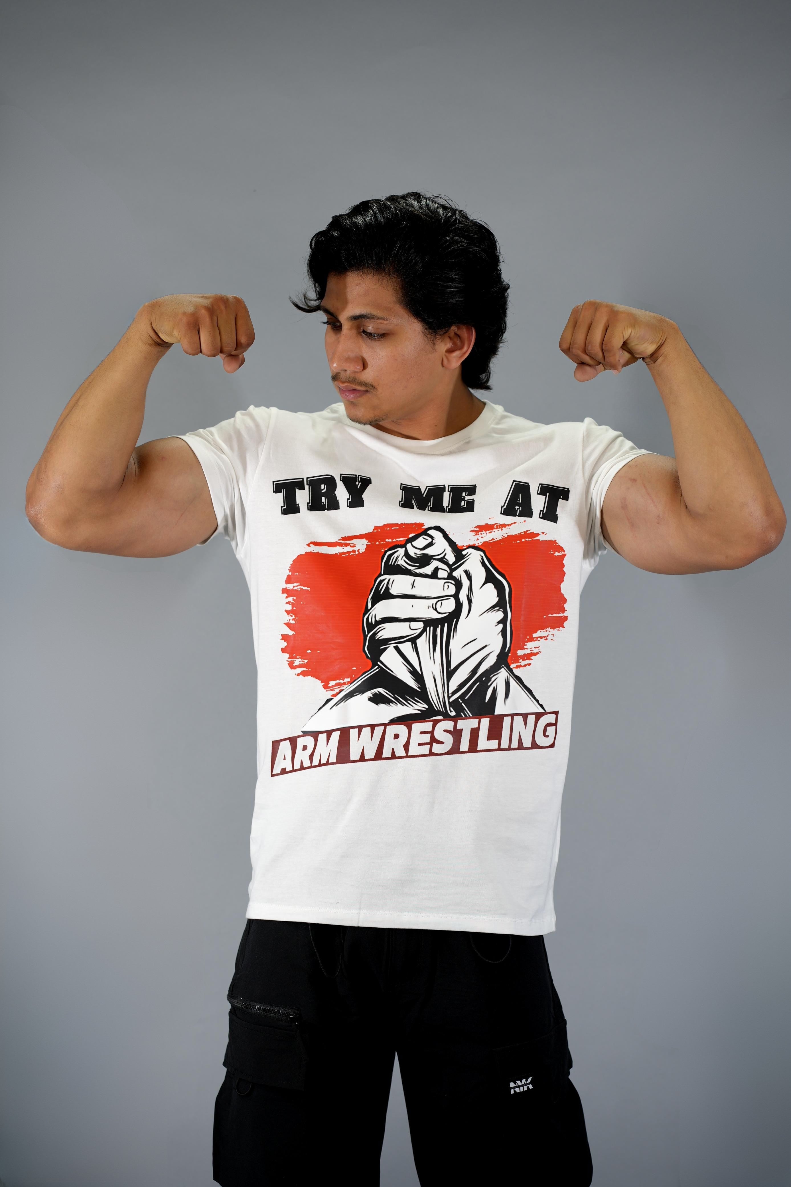 Try Me At Arm Wrestling Regular Fit T-Shirt