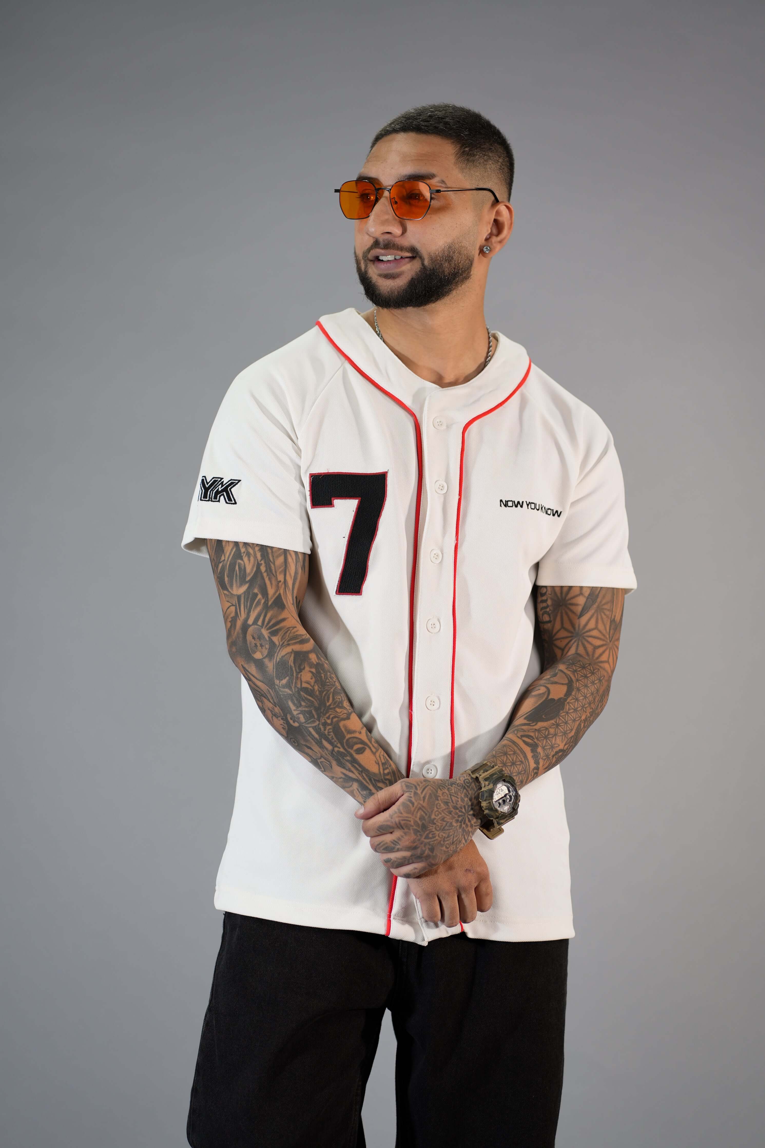 White Textured Comfortable Fit Baseball T-Shirt