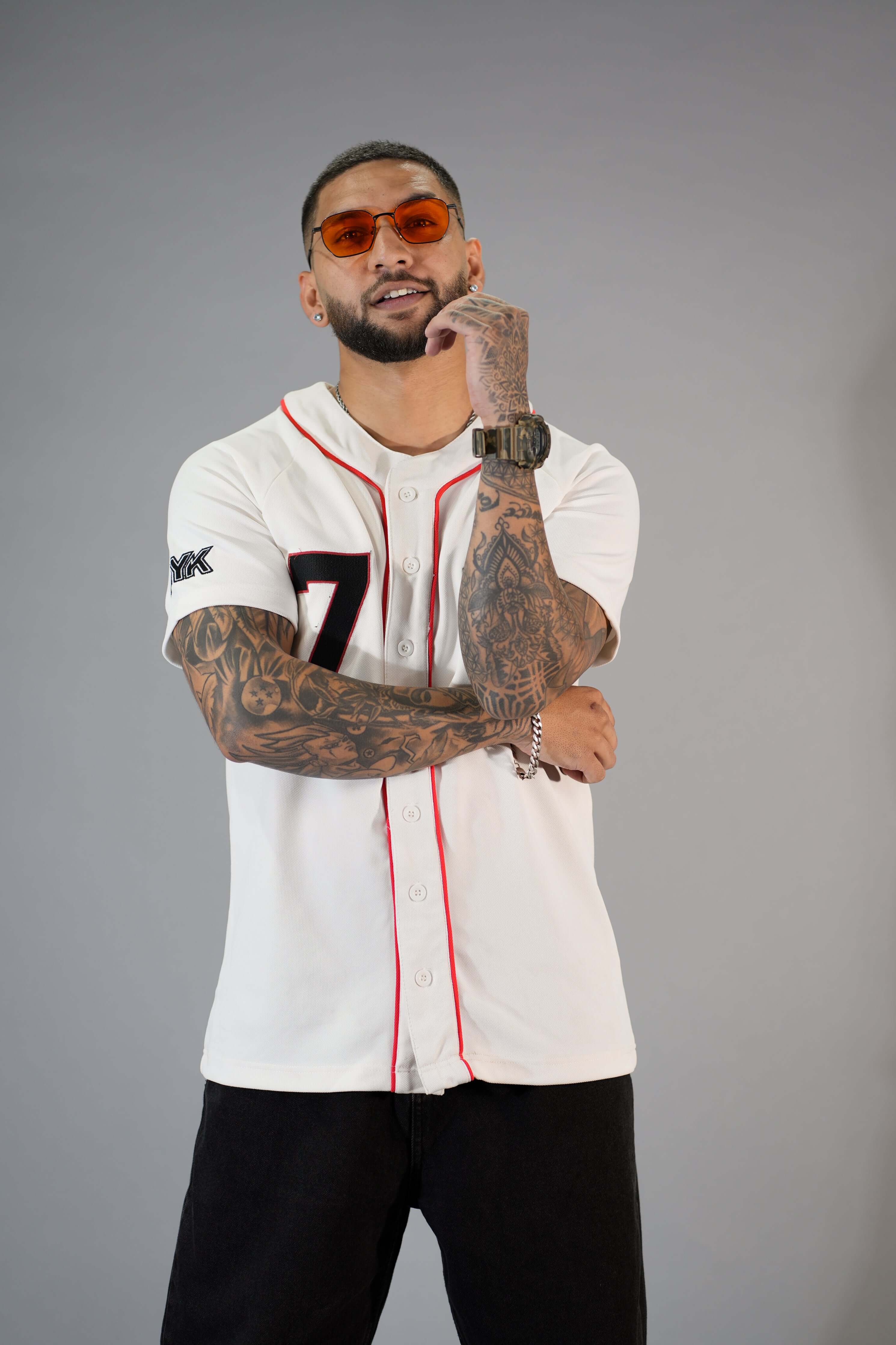 White Textured Comfortable Fit Baseball T-Shirt