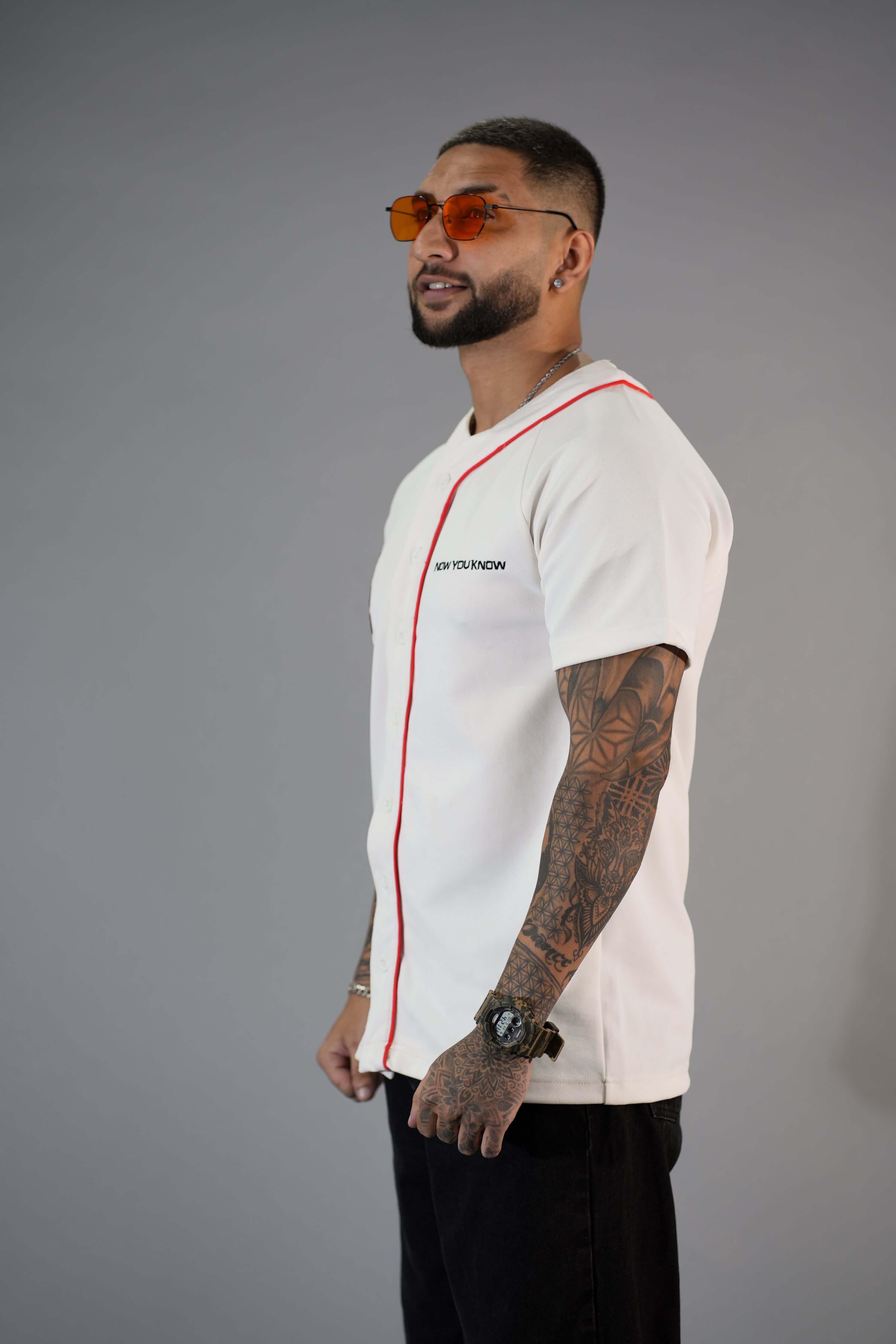 White Textured Comfortable Fit Baseball T-Shirt