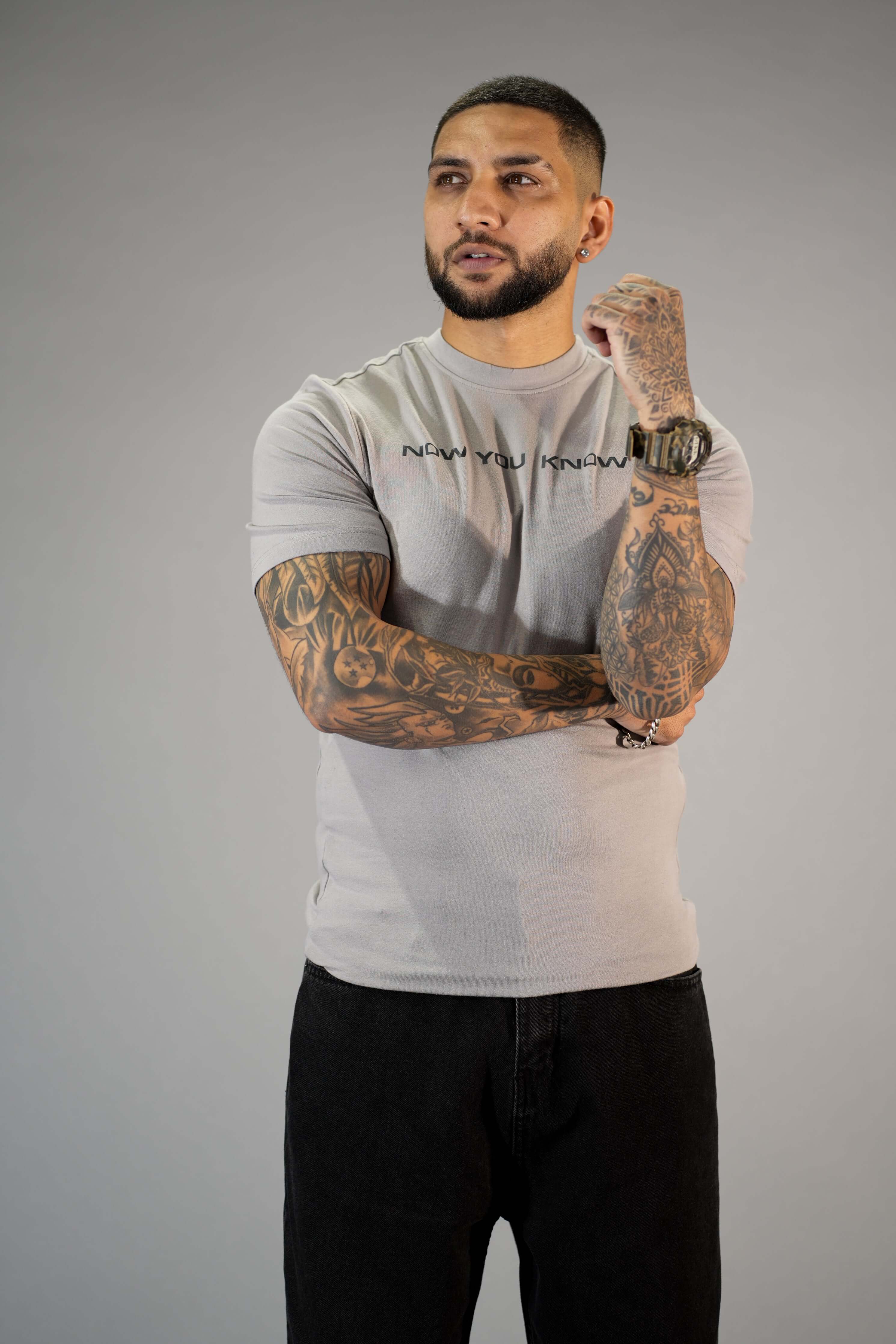 Grey Solid Slim Fit Round Neck T-Shirt